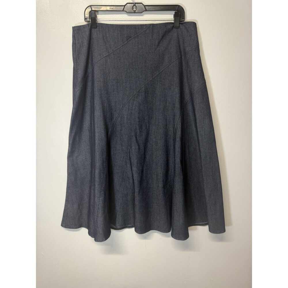 Sandro Womens Paneled Flare Midi  Skirt Blue Denim Cotton Sz 20w